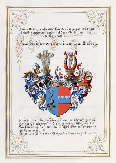 Coat of Arms Trauttenberg, from a Nobility Diploma by Anonymous